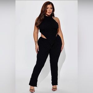 NWT Fashion Nova Bailey Bubble Pant Set - Black - 1X
